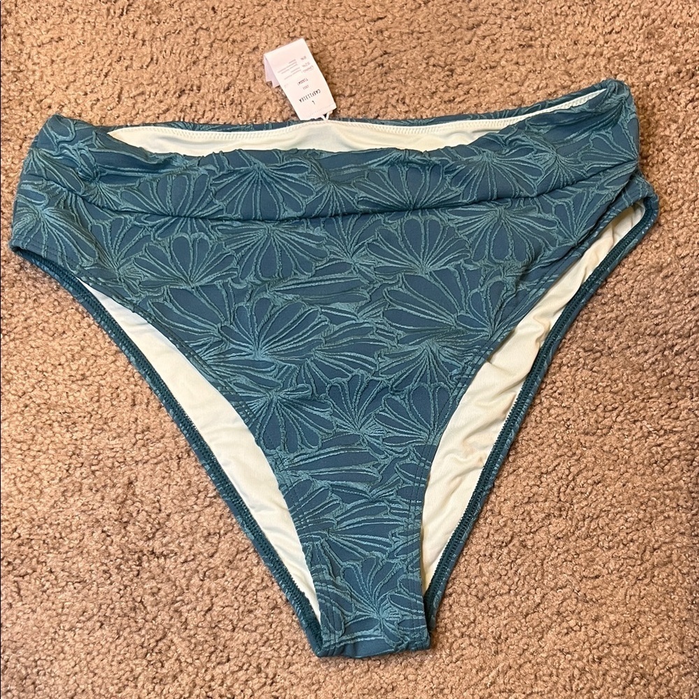 Cupshe Teal Floral Bikini Bottom